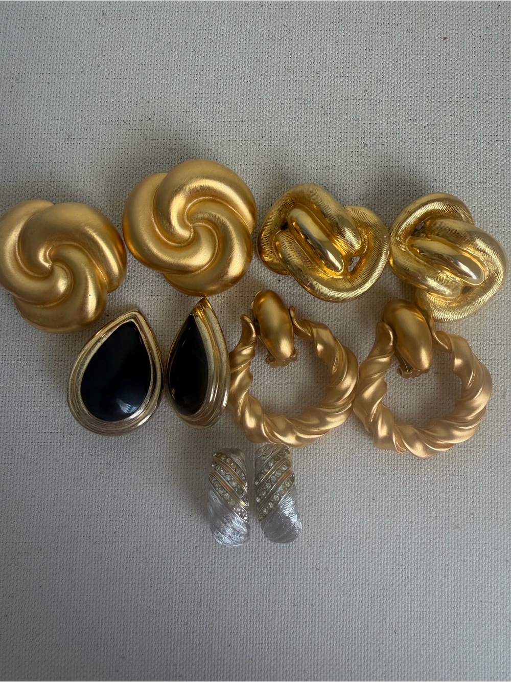 Vintage Earrings: Christian Dior, Anne Klein, Gold & Silver Lot of 5